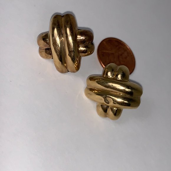 14 Kt Gold X Shaped Earrings - Picture 14 of 14